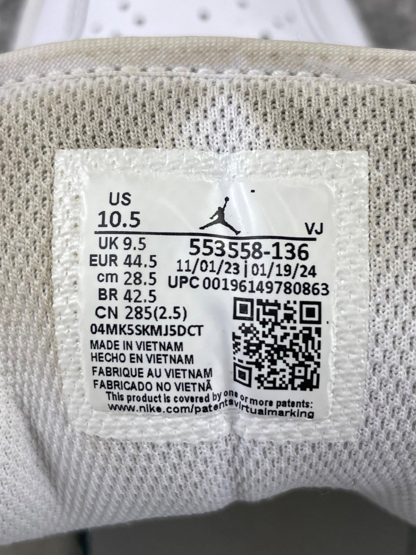 Nike Air Jordan 1 Low AJ1 Low Triple White — buty sportowe męskie w bardzo dobrym stanie rozmiar 44.5, opcjonalne zdjęcie 2