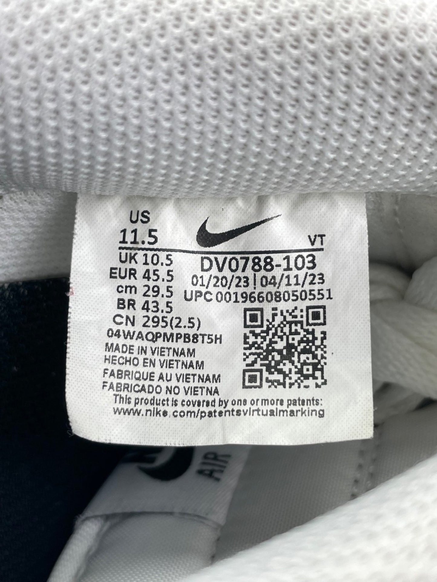Nike Air Force 1 Low White Black Outline — buty sportowe męskie w bardzo dobrym stanie rozmiar 45.5, opcjonalne zdjęcie 2