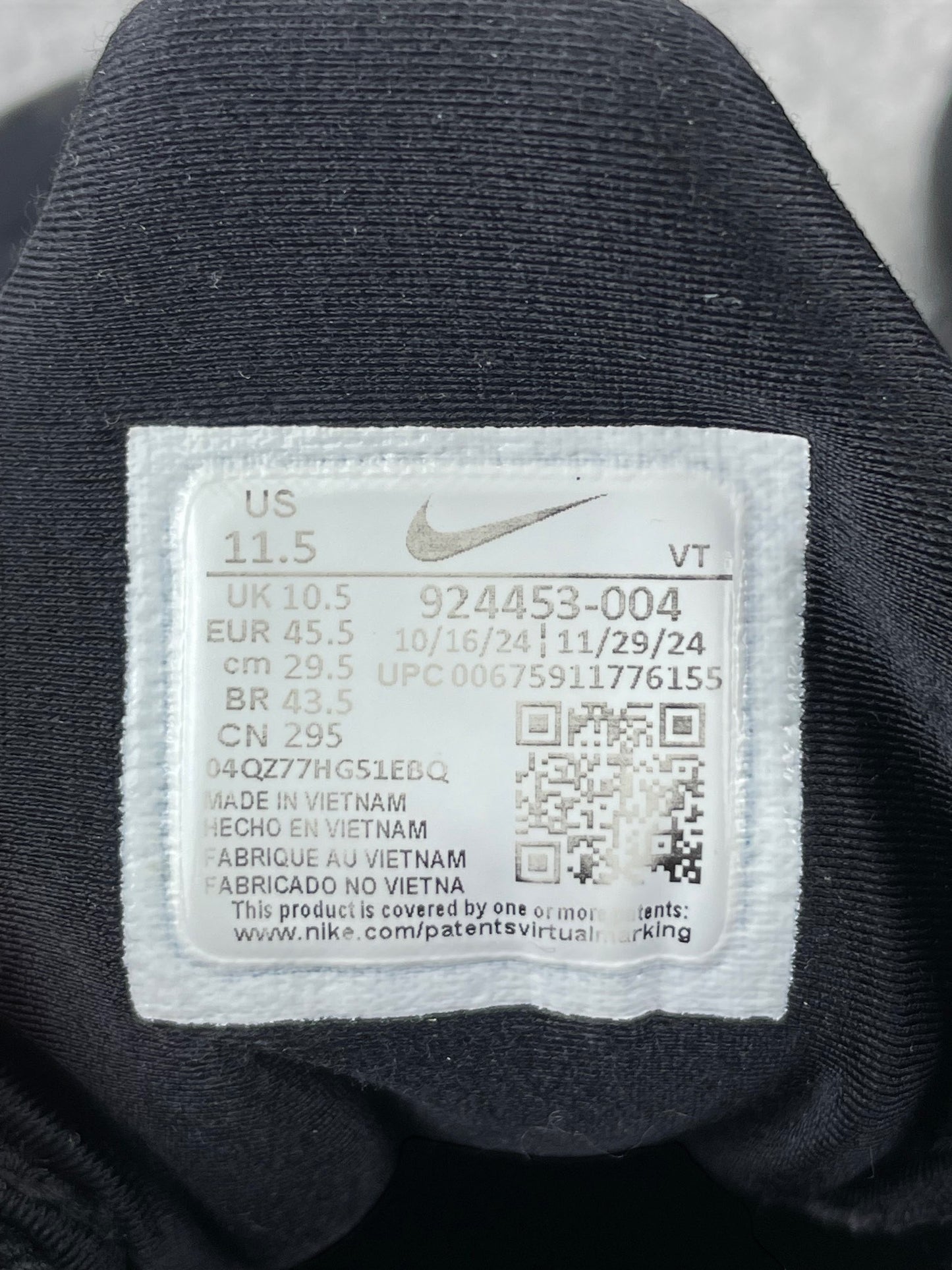 Nike Air VaporMax Plus Triple Black — buty sportowe męskie w bardzo dobrym stanie rozmiar 45.5, opcjonalne zdjęcie 2