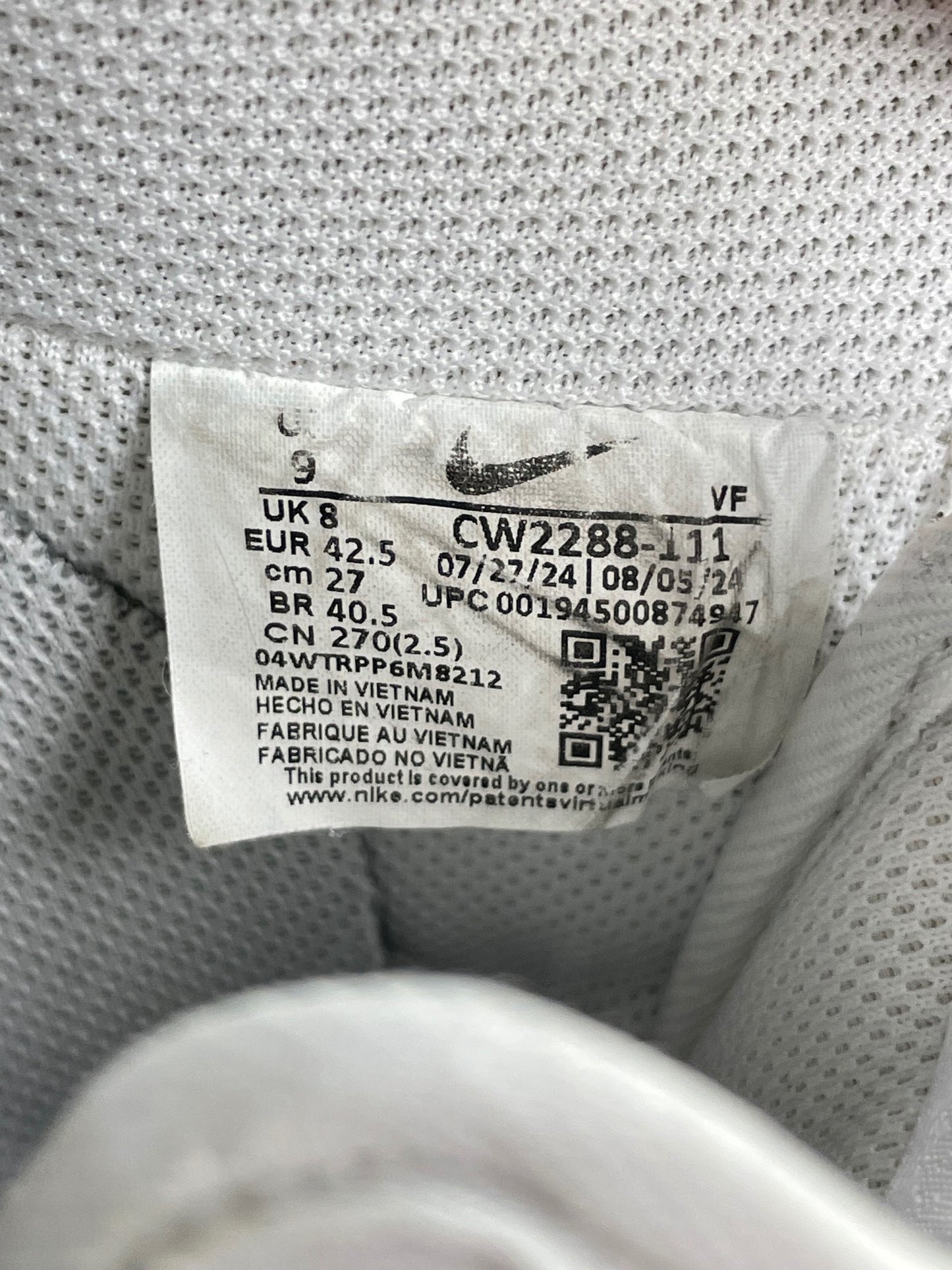 Nike Air Force 1 Low Triple White — buty sportowe męskie w bardzo dobrym stanie rozmiar 42.5, opcjonalne zdjęcie 2