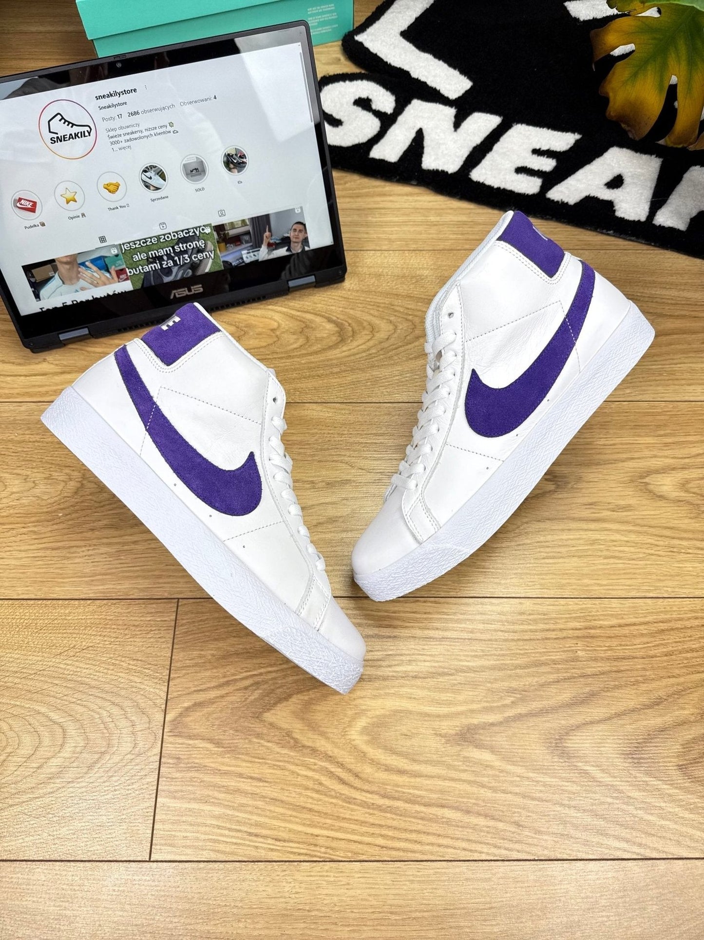 Nike Blazer Mid "Court Purple" SB Blazer Court Purple — buty sportowe męskie nowe rozmiar 45, widok z góry na zewnętrzną stronę butów