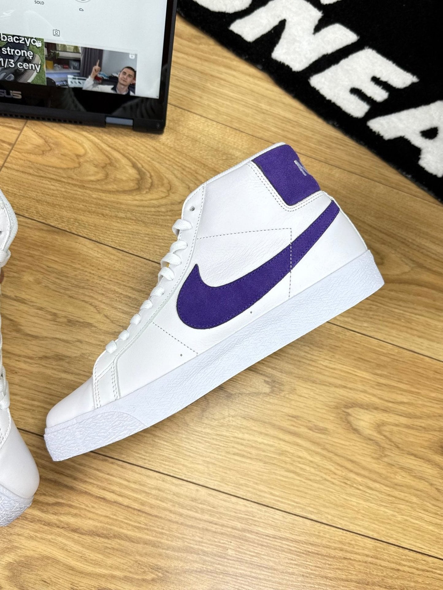 Nike Blazer Mid "Court Purple" SB Blazer Court Purple — buty sportowe męskie nowe rozmiar 45, wewnętrzny panel prawego buta