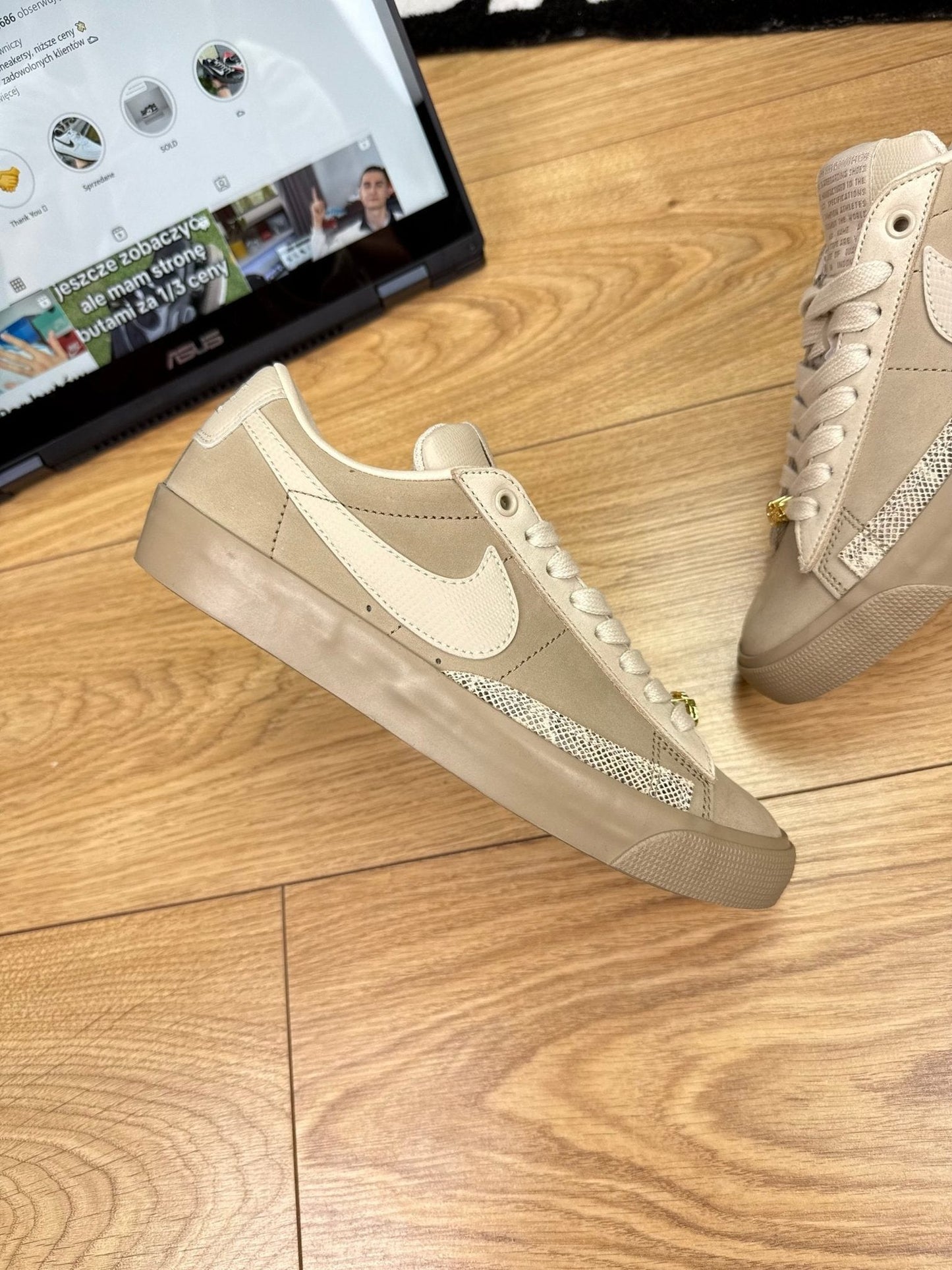 Nike Blazer Low “Khaki” (FPAR Collaboration) Blazer Low Khaki FPAR — buty sportowe męskie nowe rozmiar 38, zewnętrzny panel lewego buta