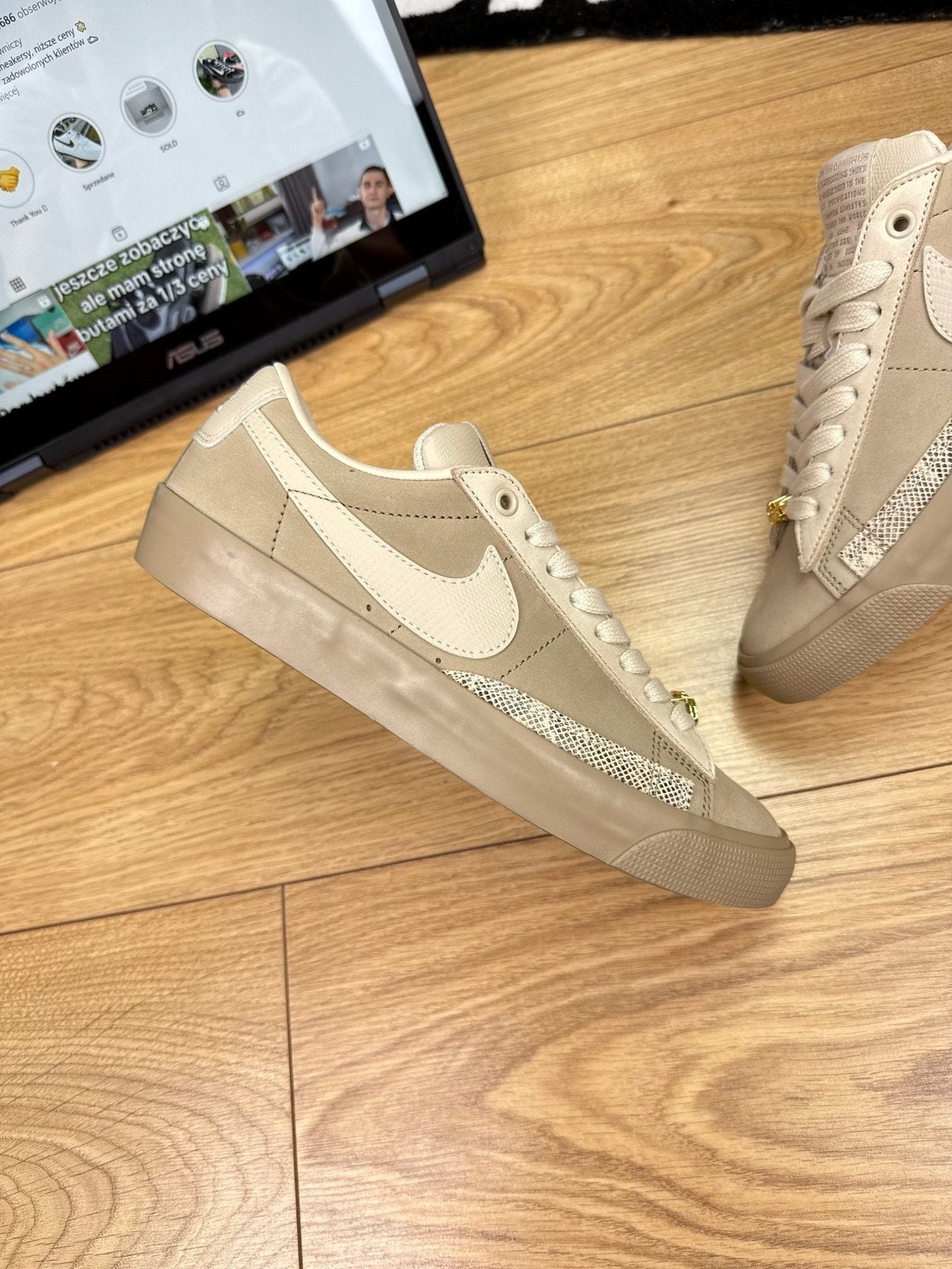 Nike Blazer Low “Khaki” (FPAR Collaboration) Blazer Low Khaki FPAR — buty sportowe męskie nowe rozmiar 38, zewnętrzny panel lewego buta