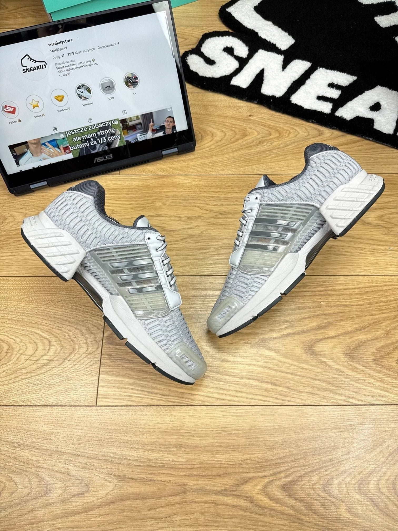 Adidas Climacool 1 “Grey Two / Grey Three / Grey Five” Grey Two — buty sportowe męskie w bardzo dobrym stanie rozmiar 44, widok z góry na wewnętrzną stronę butów