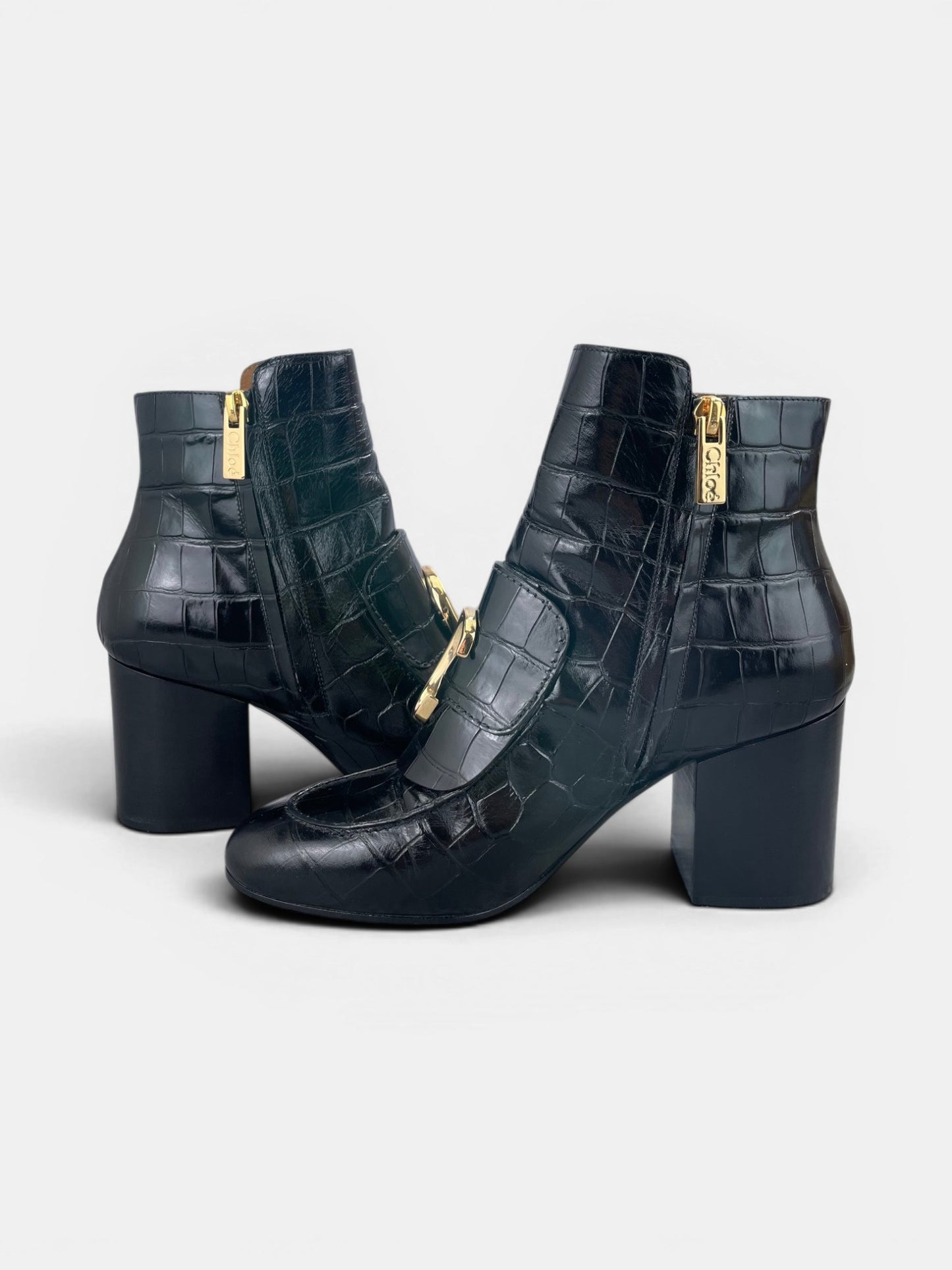 Chloé Crocodile Effect 80mm — buty sportowe damskie w bardzo dobrym stanie rozmiar 37, widok z góry na zewnętrzną stronę butów