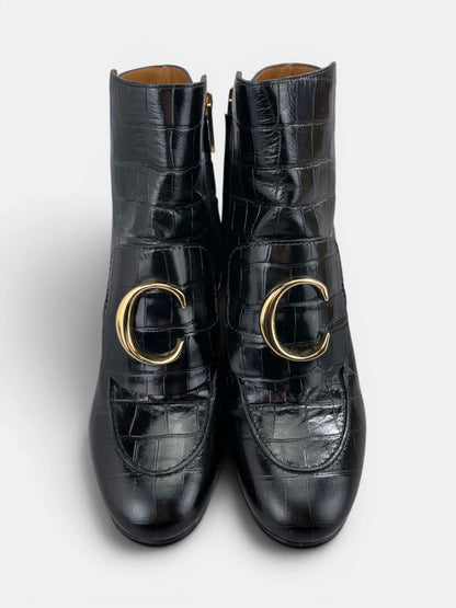 Chloé Crocodile Effect 80mm — buty sportowe damskie w bardzo dobrym stanie rozmiar 37, zewnętrzny panel prawego buta