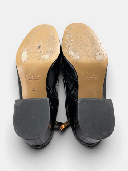 Chloé Crocodile Effect 80mm — buty sportowe damskie w bardzo dobrym stanie rozmiar 37, widok z góry na wewnętrzną stronę butów