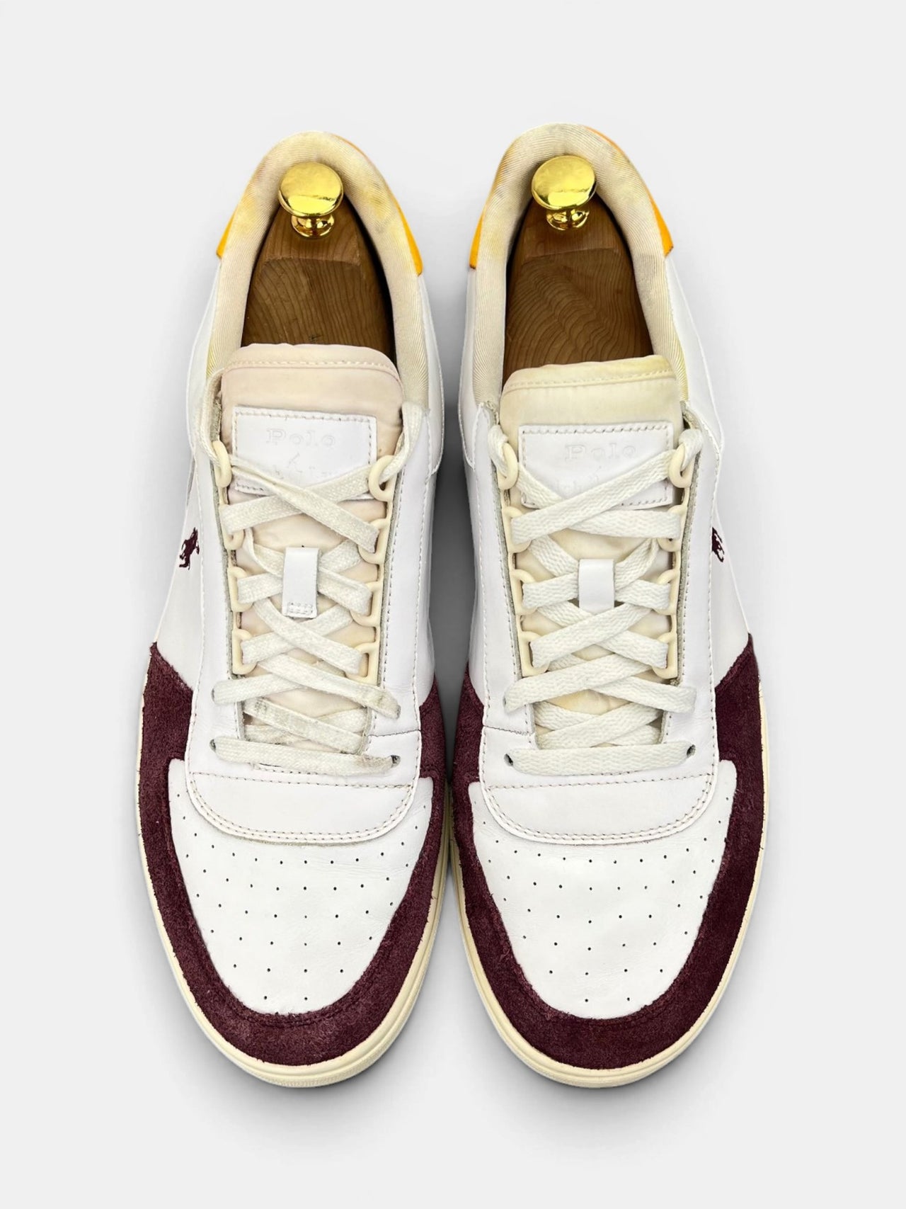 Polo Ralph Lauren Court Leather-Suede — buty sportowe męskie w bardzo dobrym stanie rozmiar 45, widok z góry