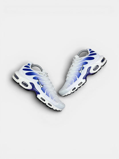 Nike Air Max Plus White Wild Grape — buty sportowe męskie w bardzo dobrym stanie rozmiar 41, widok z góry na zewnętrzną stronę butów