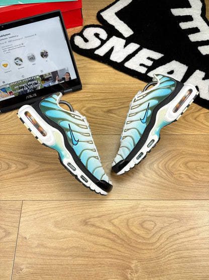 Nike Air Max Plus Baltic Blue — buty sportowe męskie w bardzo dobrym stanie rozmiar 43, widok z góry na wewnętrzną stronę butów