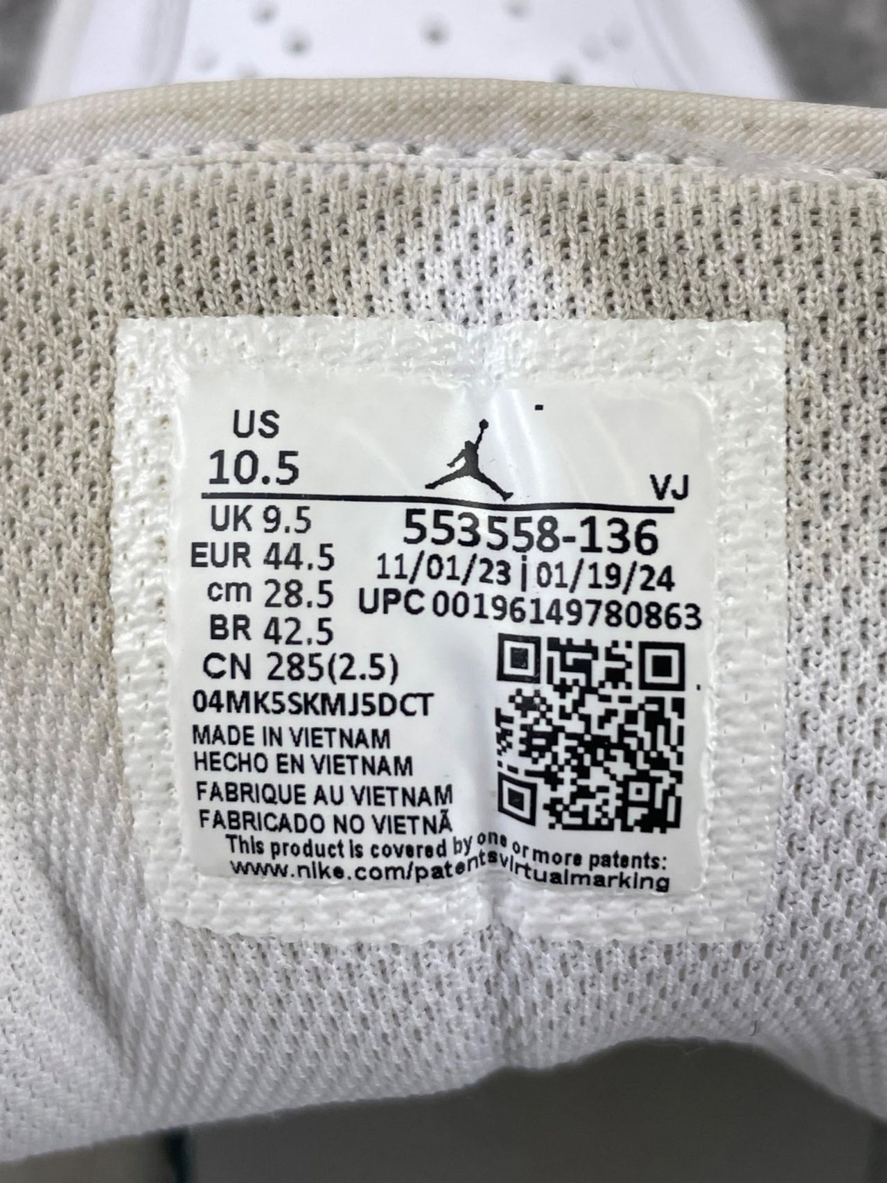 Nike Air Jordan 1 Low AJ1 Low Triple White — buty sportowe męskie w bardzo dobrym stanie rozmiar 44.5, opcjonalne zdjęcie 2