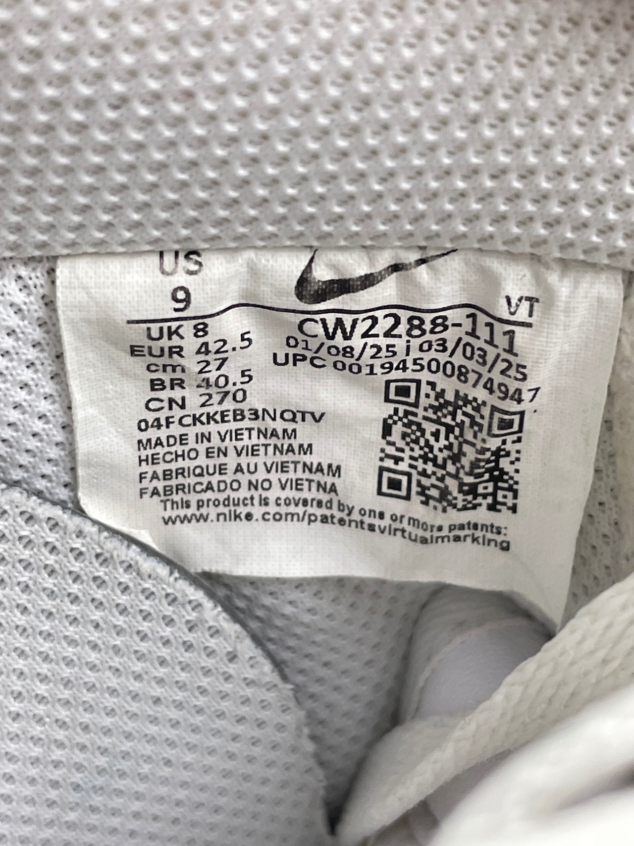 Nike Air Force 1 Low Triple White — buty sportowe męskie w bardzo dobrym stanie rozmiar 42.5, opcjonalne zdjęcie 2