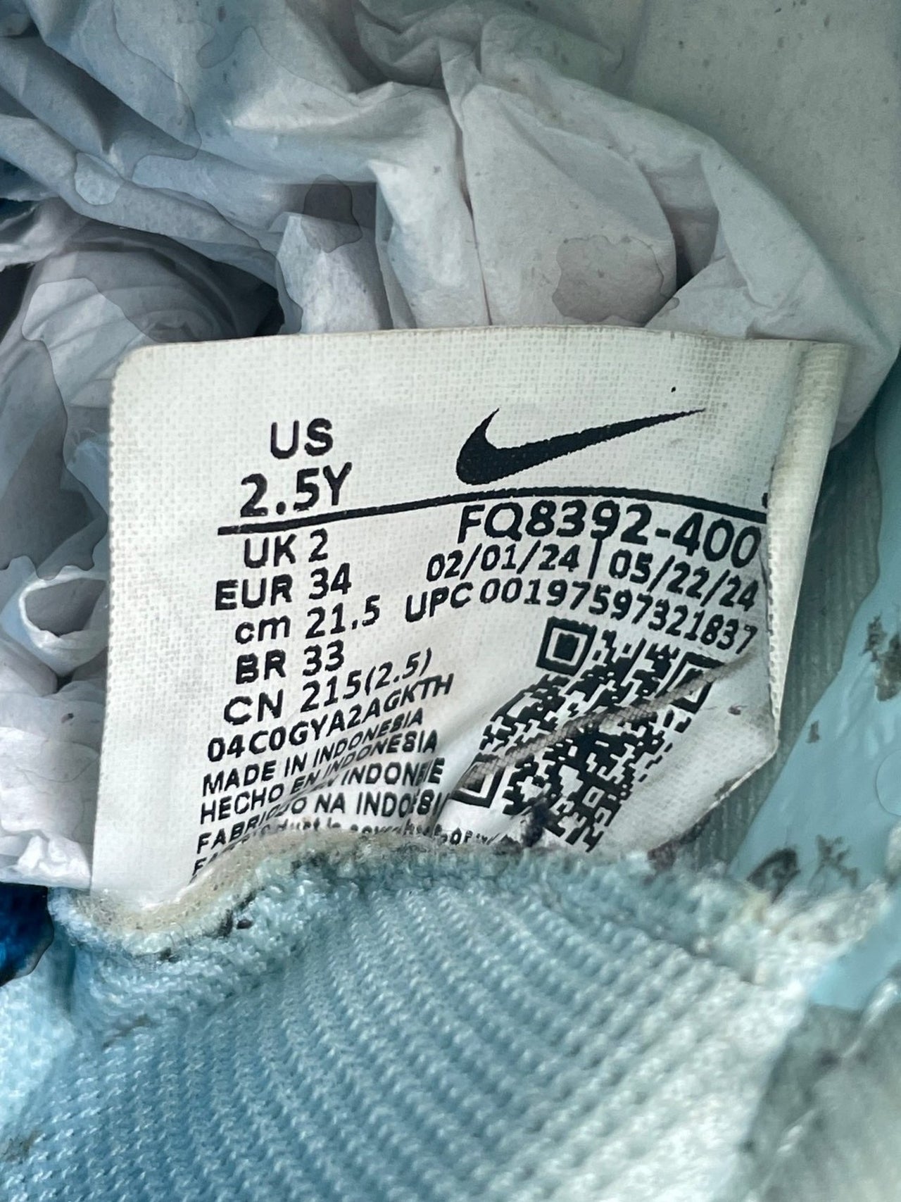 Nike Air Zoom Mercurial Vapor 16 — buty sportowe dziecięce w bardzo dobrym stanie rozmiar 34, wewnętrzny panel lewego buta