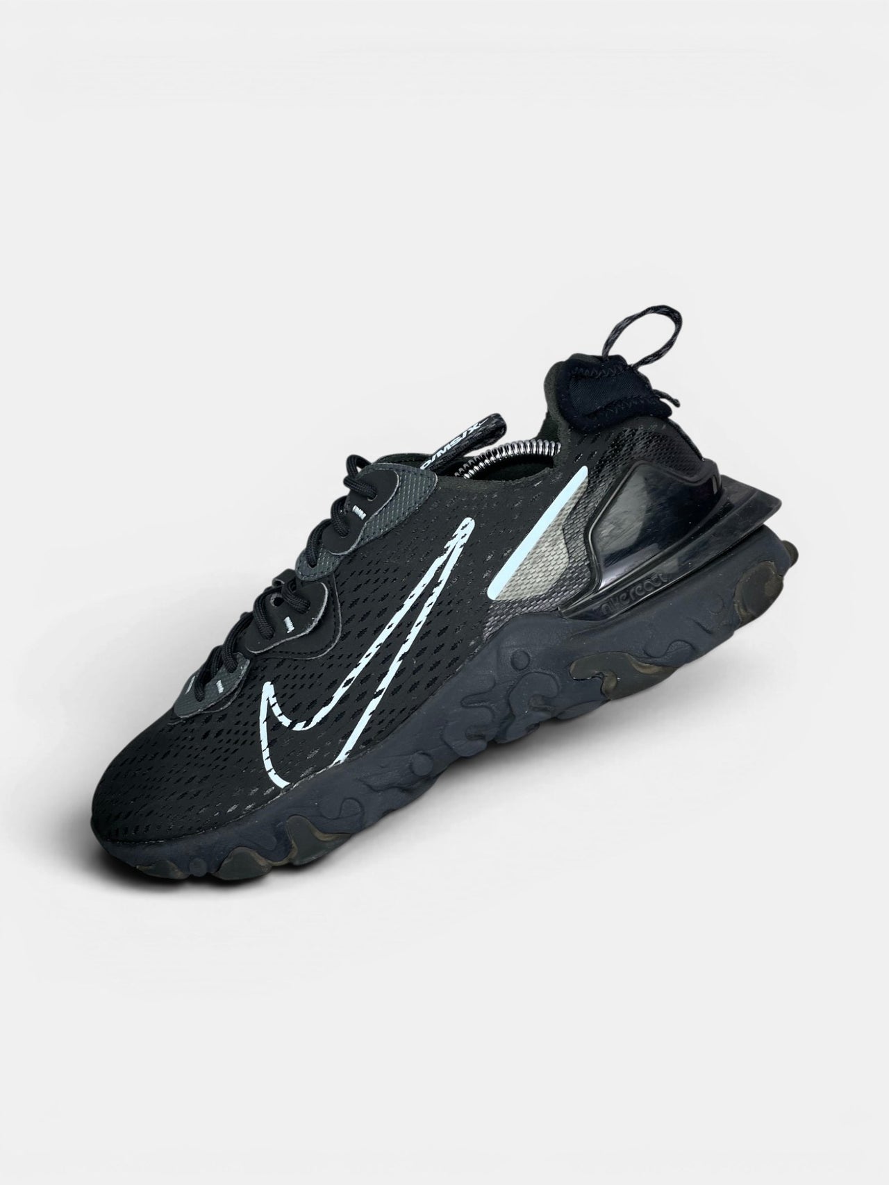 Nike React Vision Black Celestine Blue — buty sportowe męskie w bardzo dobrym stanie rozmiar 42, widok z góry na wewnętrzną stronę butów