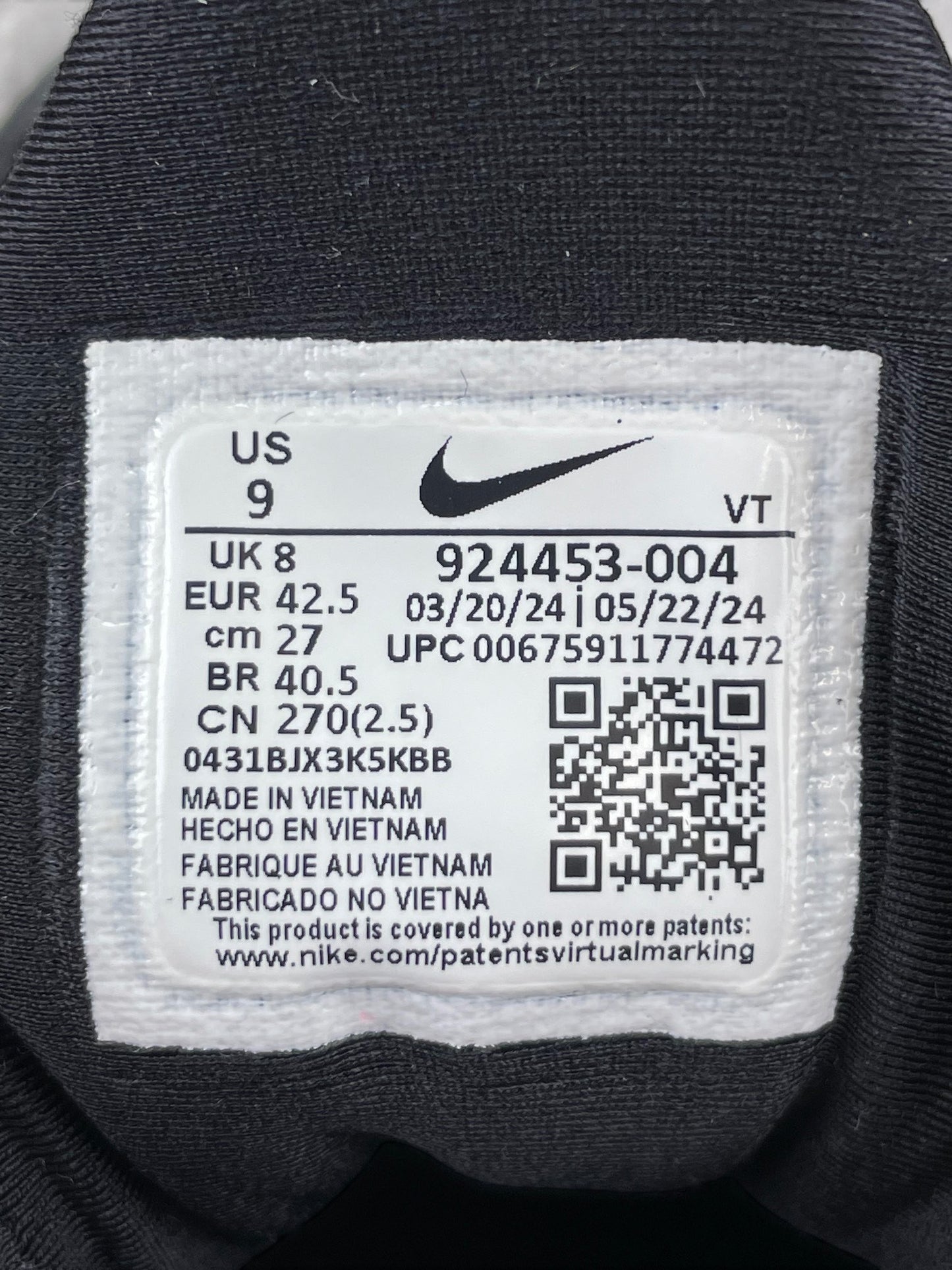 Nike Air VaporMax Plus Triple Black — buty sportowe męskie w bardzo dobrym stanie rozmiar 42.5, opcjonalne zdjęcie 2