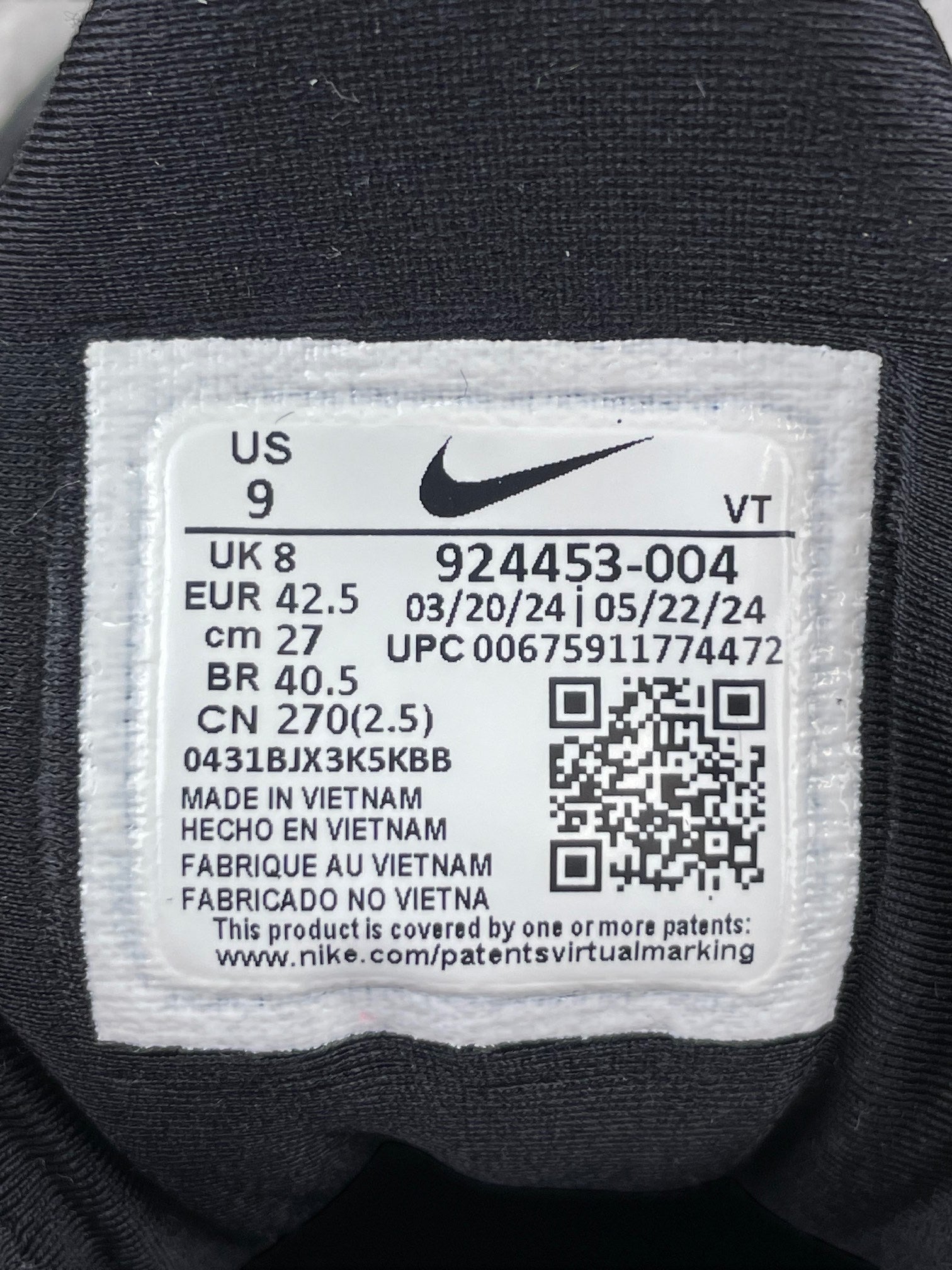 Nike Air VaporMax Plus Triple Black — buty sportowe męskie w bardzo dobrym stanie rozmiar 42.5, opcjonalne zdjęcie 2
