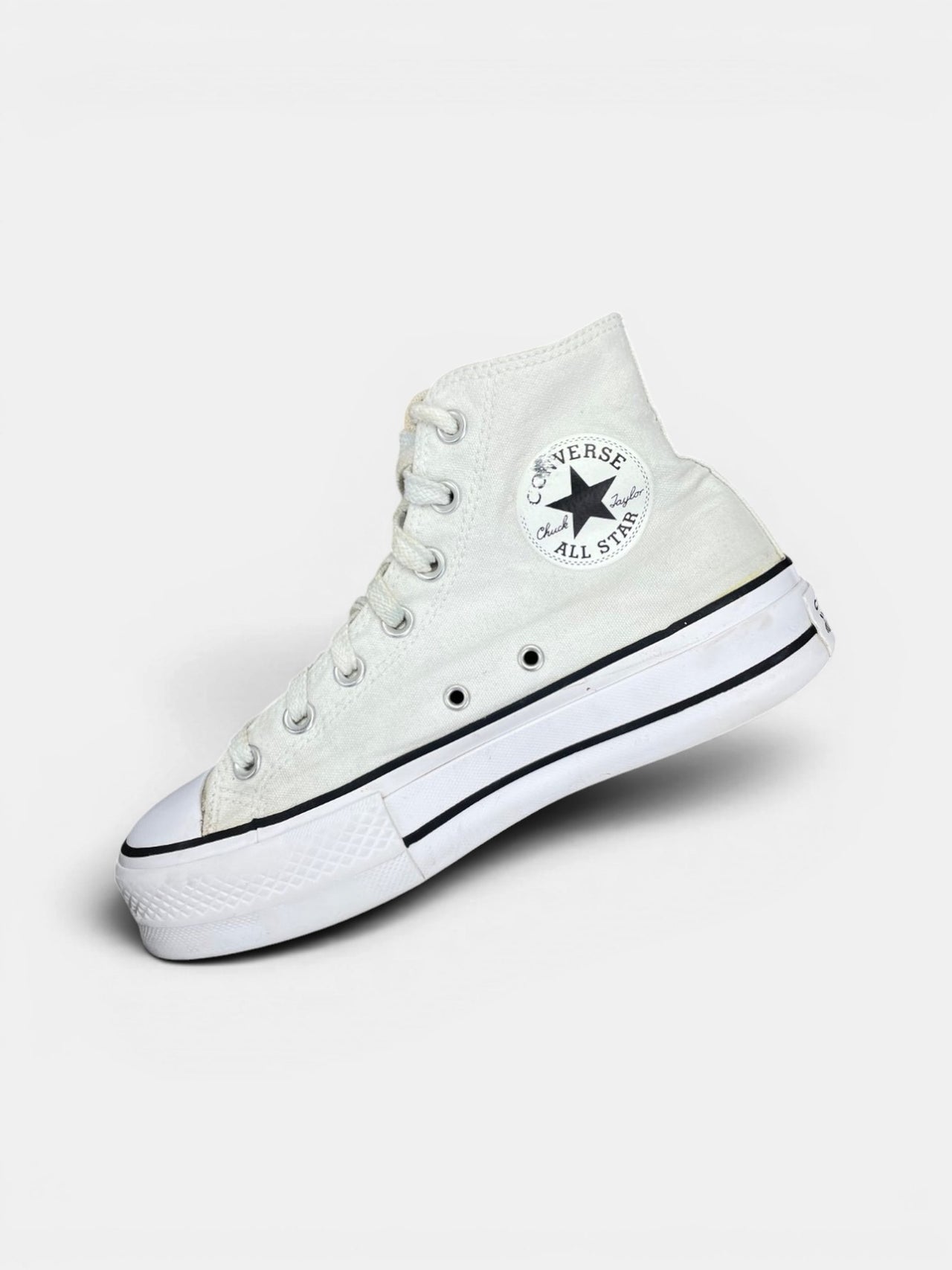 Converse Chuck Taylor All Star High Platform — buty sportowe damskie w bardzo dobrym stanie rozmiar 37.5, wewnętrzny panel prawego buta