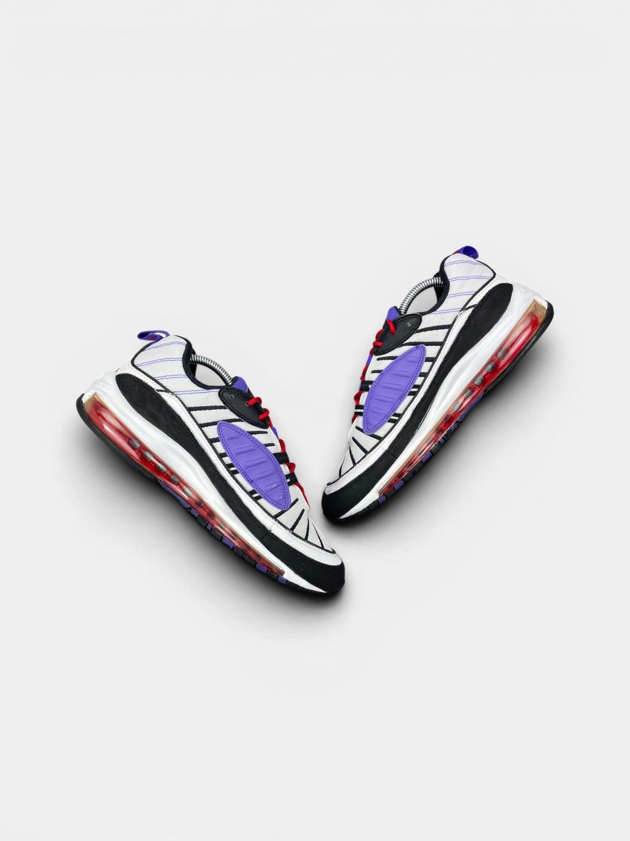 Nike Air Max 98 Raptors — buty sportowe męskie w bardzo dobrym stanie rozmiar 42.5, widok z góry na wewnętrzną stronę butów