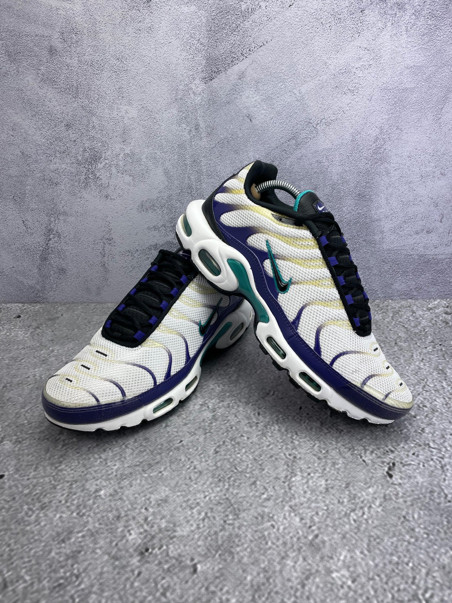 Nike Air Max Plus Grape - buty sportowe, para butów, widok z boku na tle studyjnym