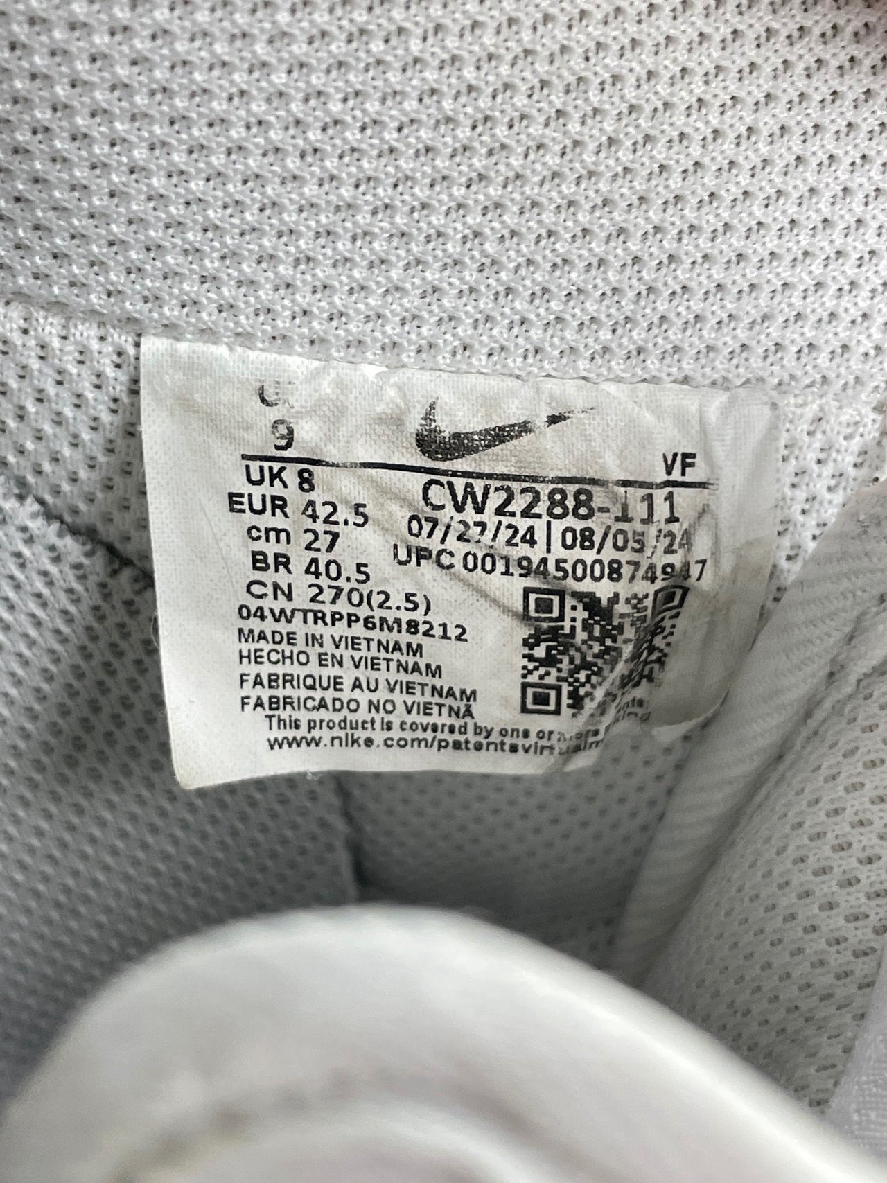 Nike Air Force 1 Low Triple White — buty sportowe męskie w bardzo dobrym stanie rozmiar 42.5, opcjonalne zdjęcie 2