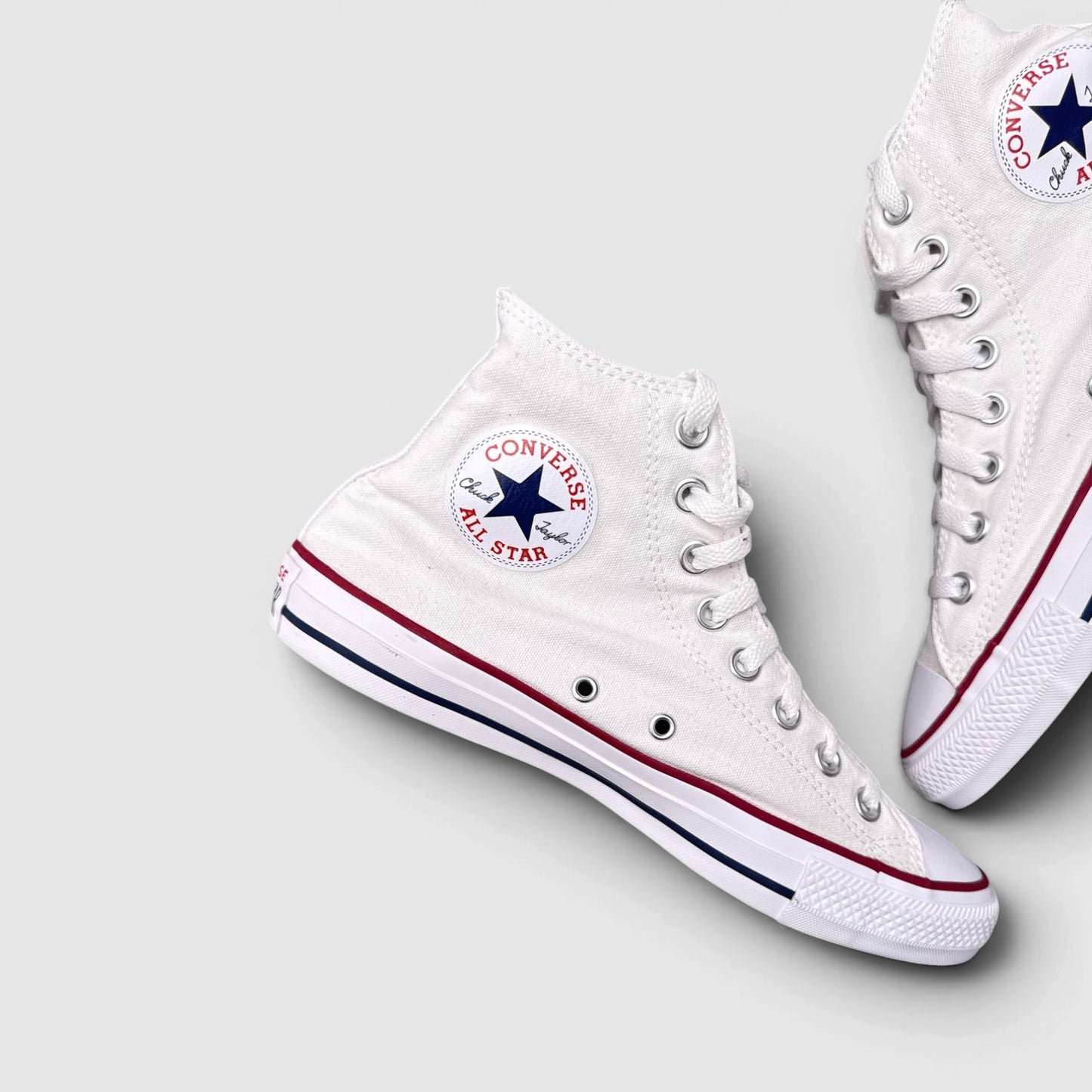 Converse Chuck Taylor All Star High Top Classic White — buty sportowe damskie w bardzo dobrym stanie rozmiar 39.5, boczny profil, lewa strona