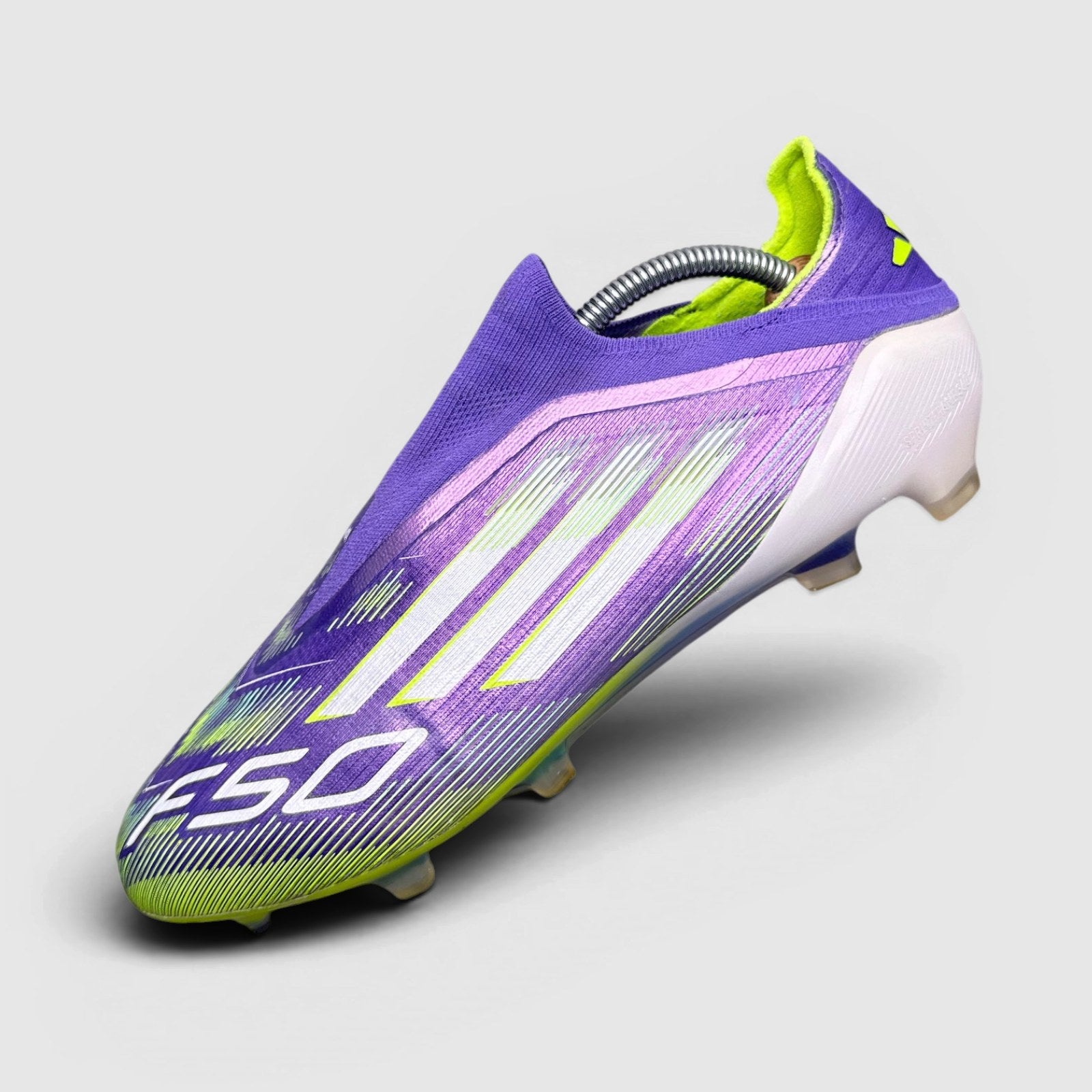 Adidas F50 Elite Laceless Firm Ground Radiant Blaze Pack — buty sportowe męskie w dobrym stanie rozmiar 44 2/3, boczny profil, prawa strona