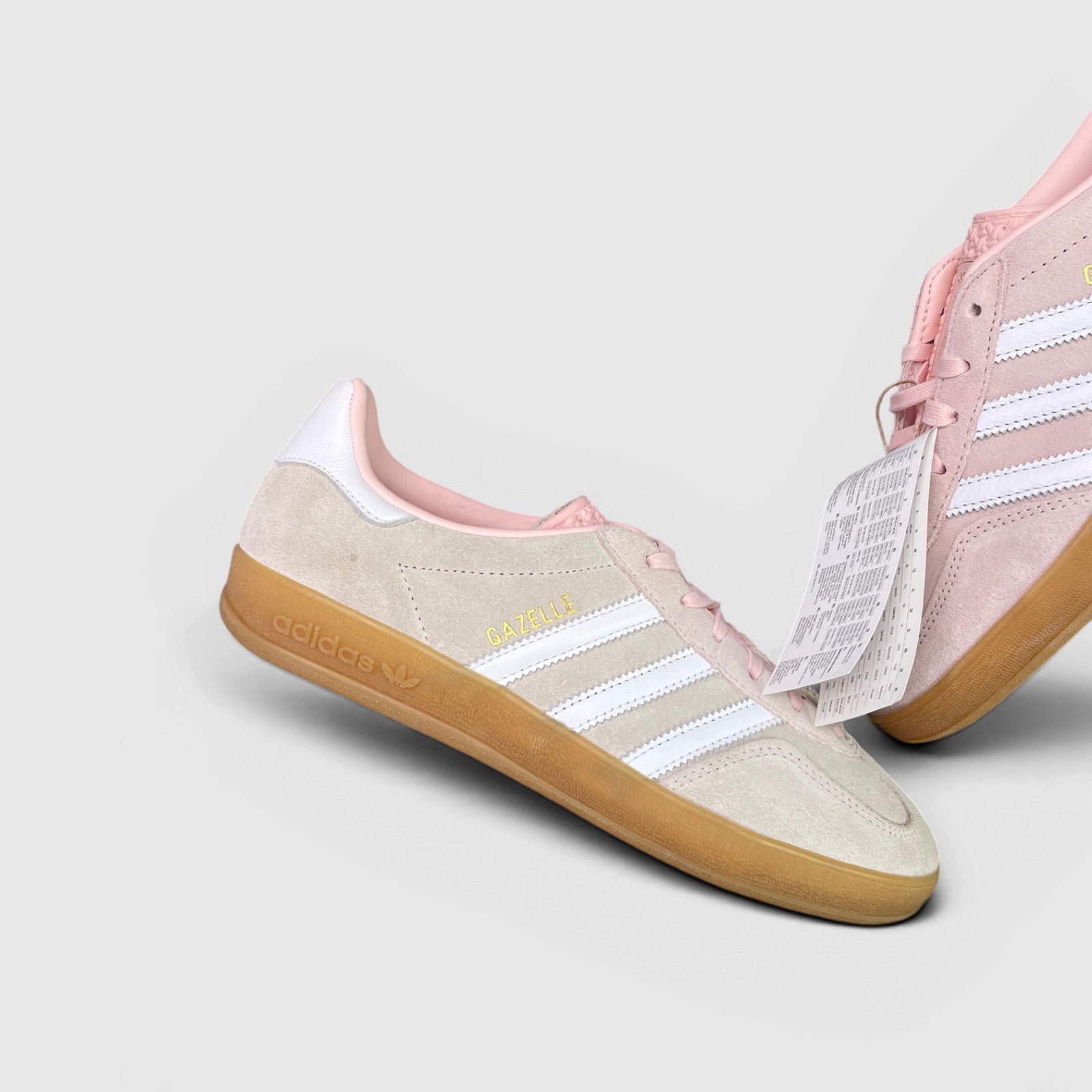 Adidas Gazelle Sandy Pink Gum — buty sportowe damskie nowe rozmiar 38 2/3, boczny profil, lewa strona