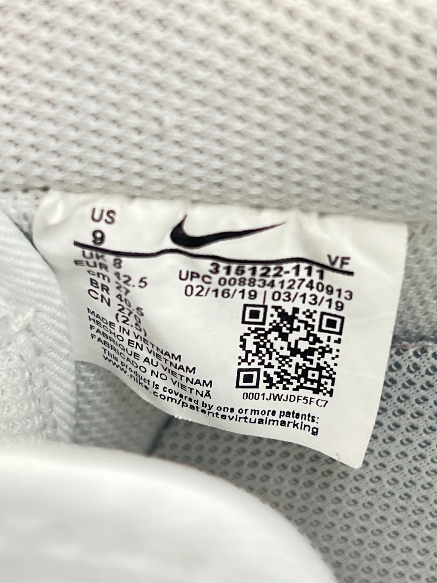 Nike Air Force 1 '07 Triple White - buty sportowe, metka