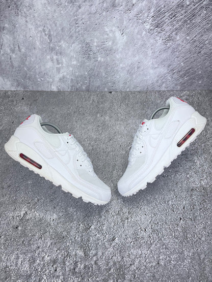 Nike Air Max 90 White Light Crimson - buty sportowe, widok z góry na zewnętrzną stronę butów