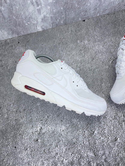 Nike Air Max 90 White Light Crimson - buty sportowe, widok z góry na wewnętrzną stronę butów
