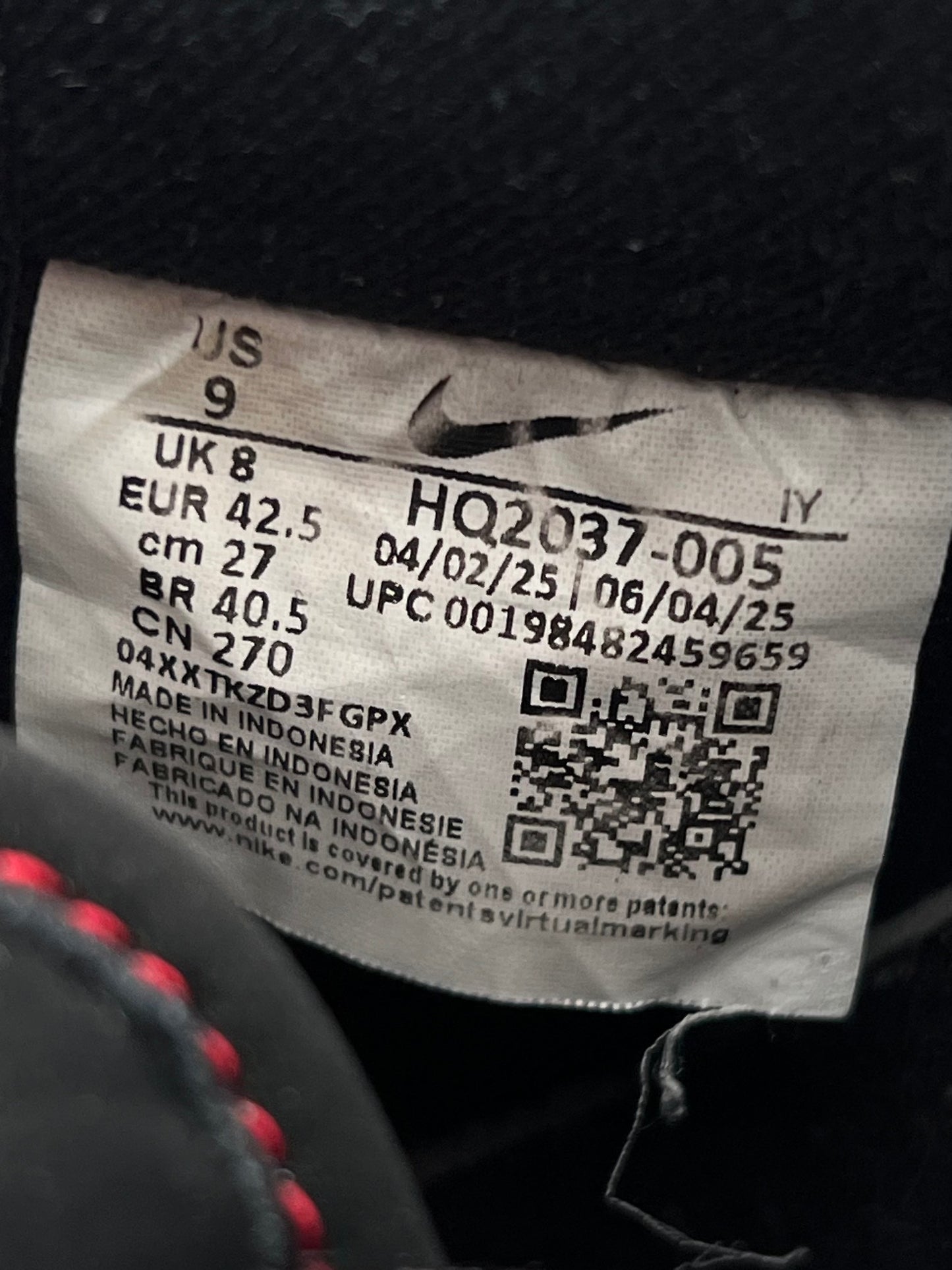 Nike Air Force 1 '07 LV8 Bred - buty sportowe, metka