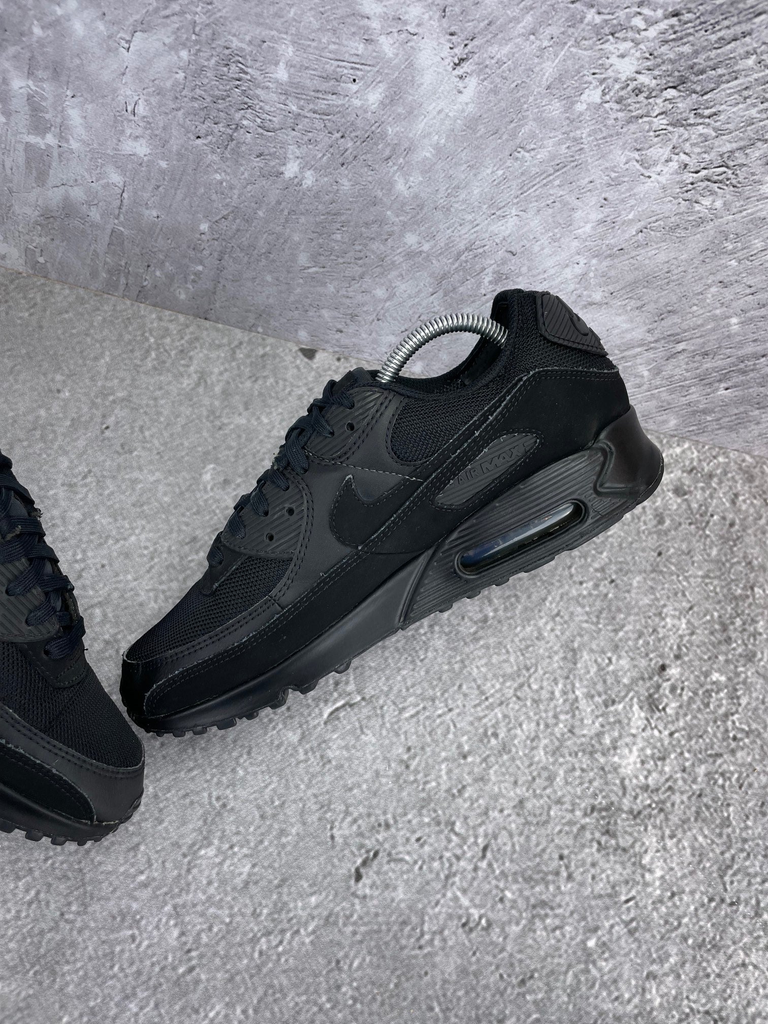 Nike Air Max 90 Recraft Triple Black - buty sportowe, wewnętrzny panel prawego buta