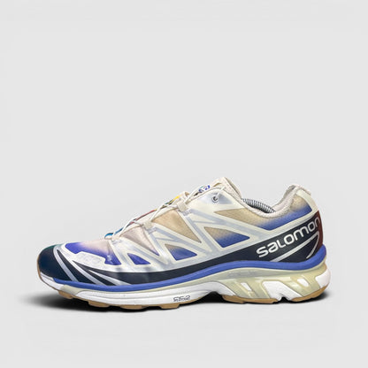 Salomon XT-6 Skyline Bleached Sand Dazzling Blue — buty sportowe męskie w bardzo dobrym stanie rozmiar 46.5, boczny profil, lewa strona