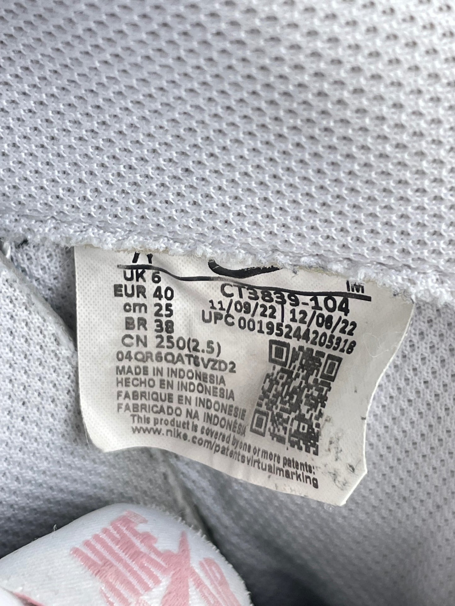 Nike Air Force 1 Low “White / Pink Glaze” Pink Glaze - buty sportowe, metka
