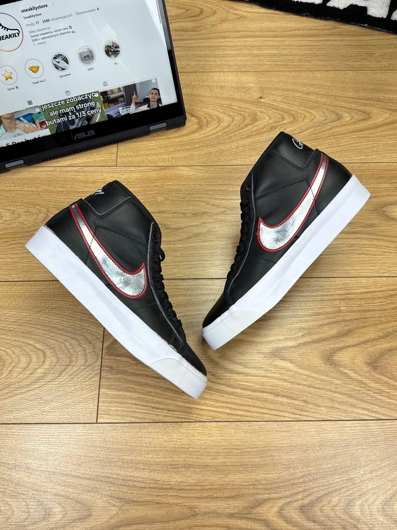 Nike Blazer Mid “El Camino” Blazer Mid El Camino Black Red — buty sportowe męskie nowe rozmiar 41, wewnętrzny panel lewego buta
