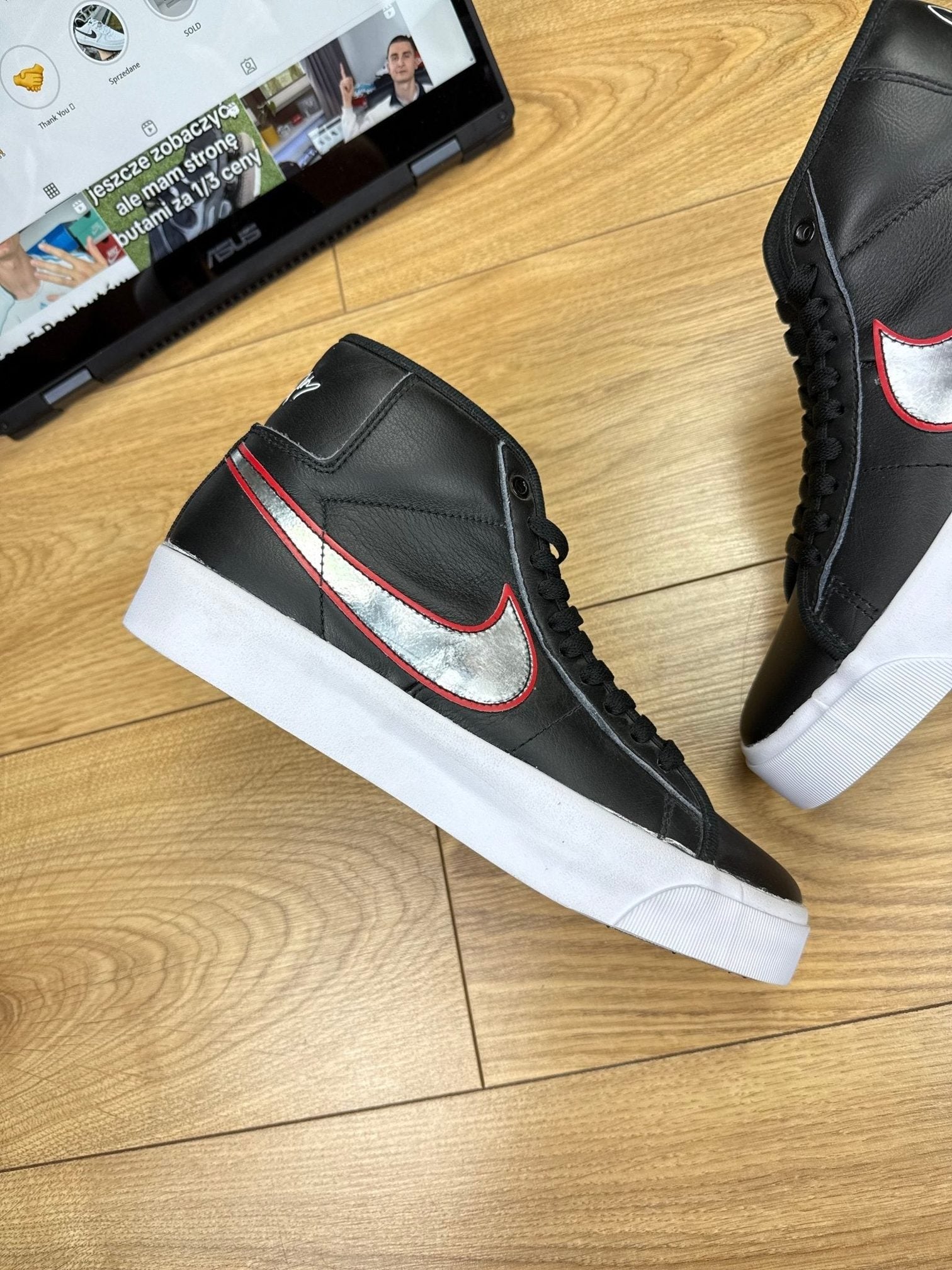 Nike Blazer Mid “El Camino” Blazer Mid El Camino Black Red — buty sportowe męskie w bardzo dobrym stanie rozmiar 42, wewnętrzny panel prawego buta